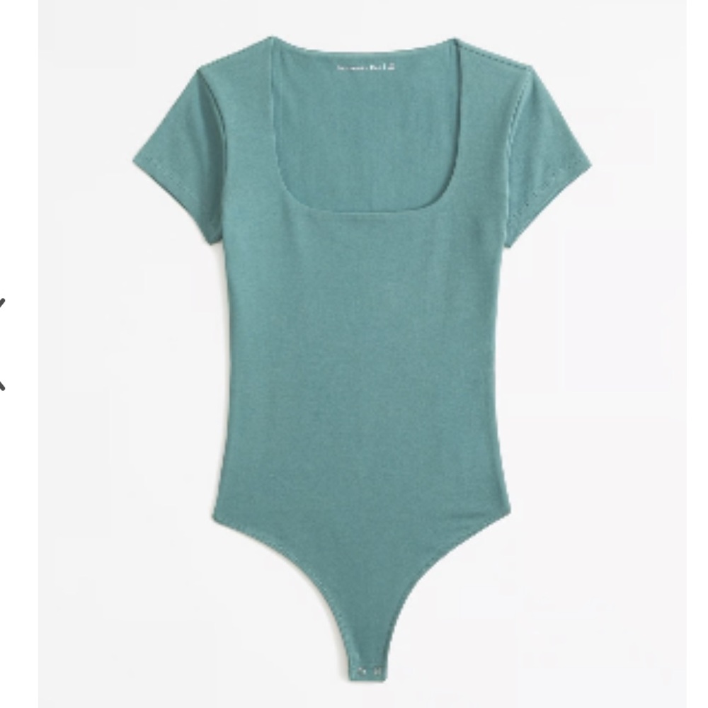 NWT Abercrombie XL Teal Short Sleeve Squareneck Bodysuit